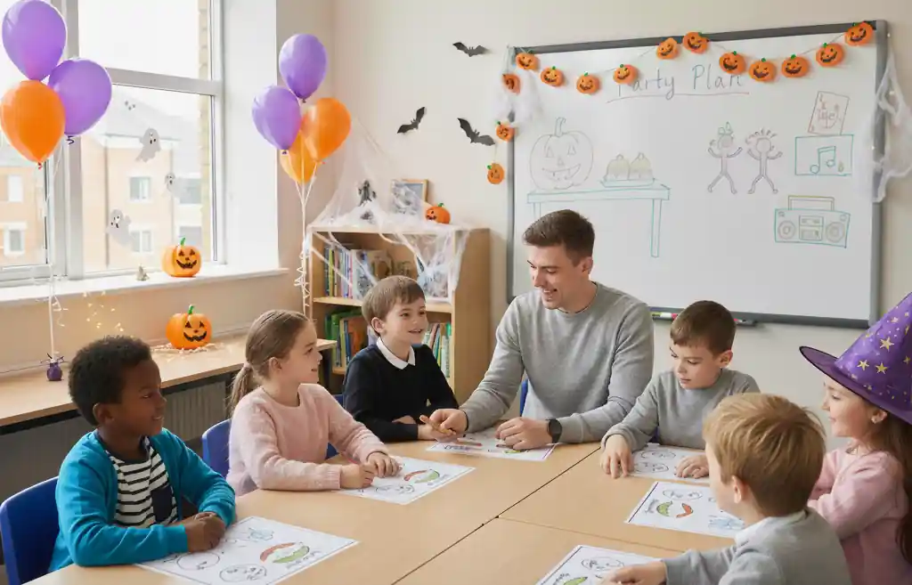halloween-pack-1600x900.webp Alumnos Movers A1 planificando una fiesta de Halloween en clase de inglés.