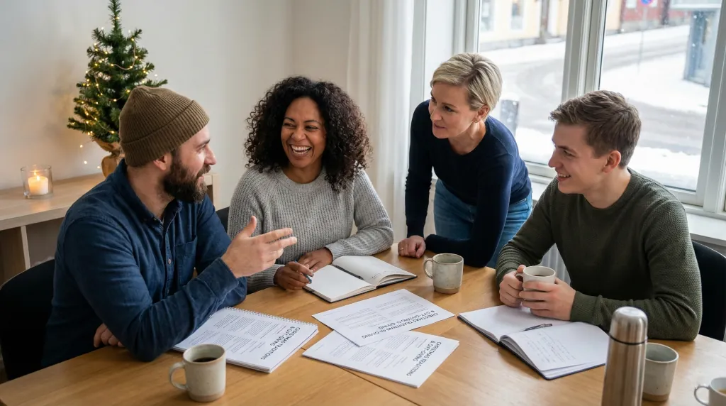actividad de Navidad C1 C2 en clase de inglés con adultos debatiendo sobre tradiciones navideñas