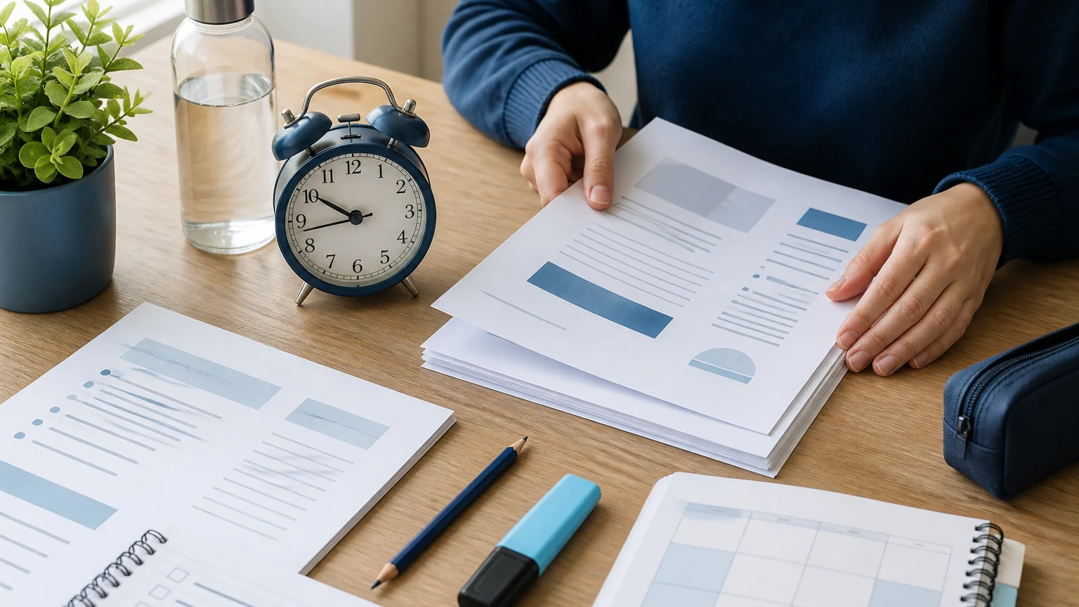 Material de preparación y reloj para gestionar el tiempo del examen Cambridge B2 First