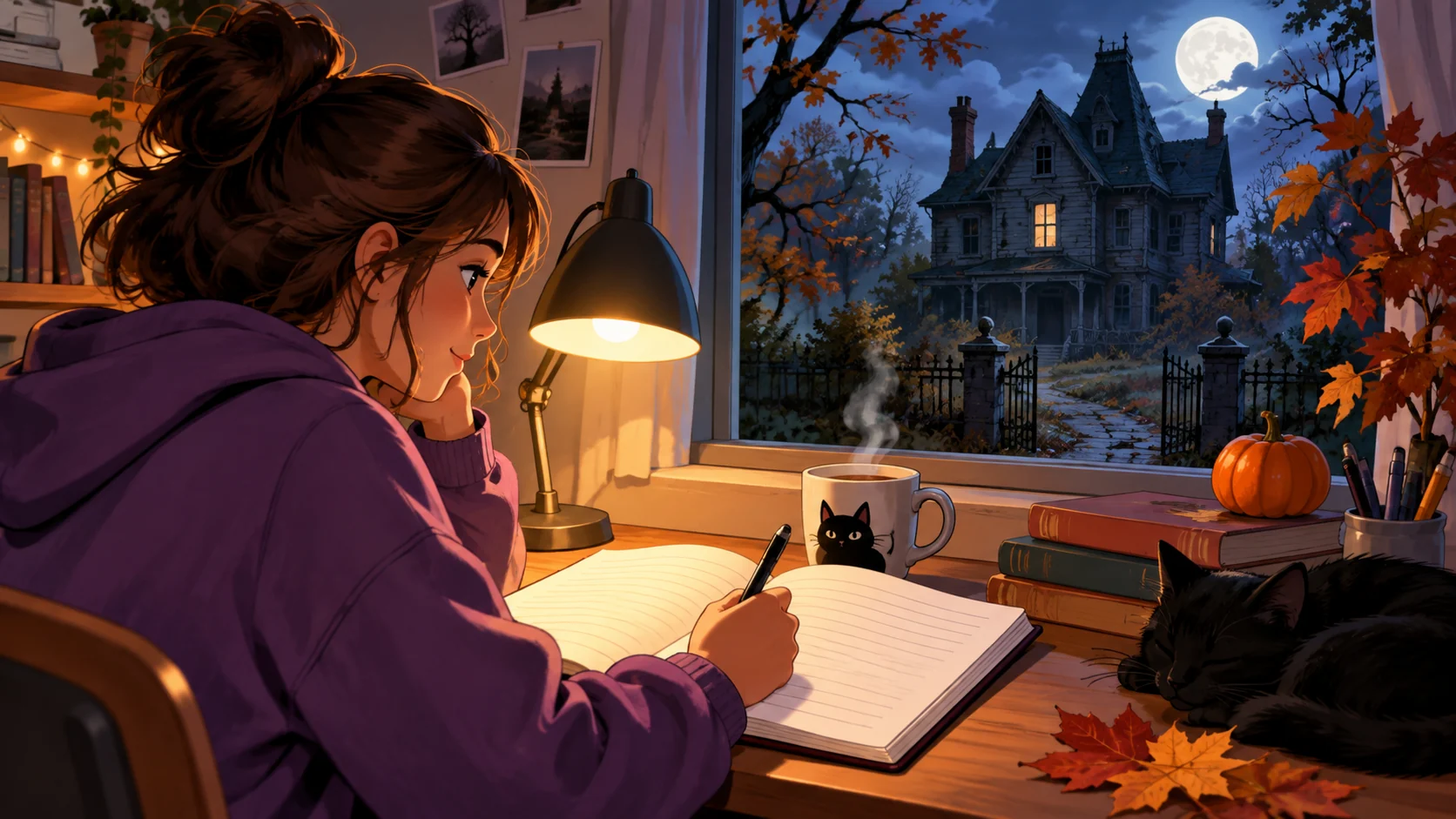 Estudiante escribiendo una historia de misterio para B1 Preliminary